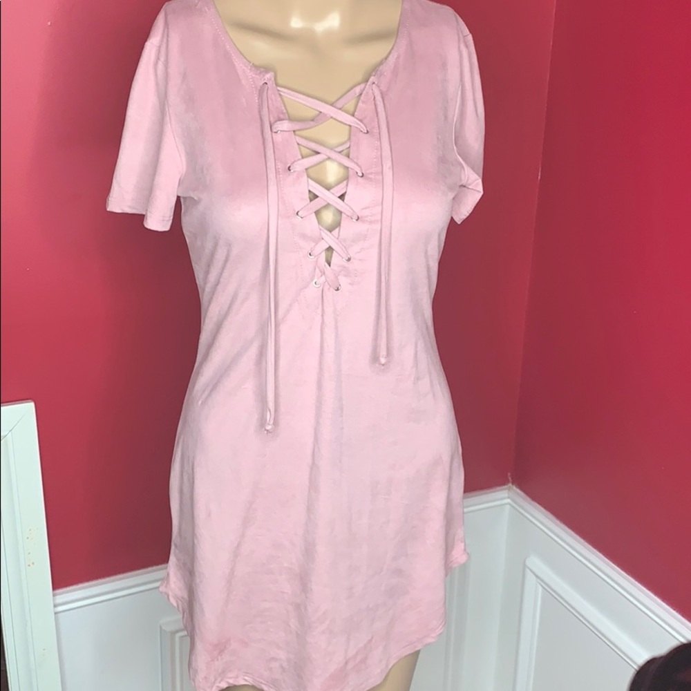 Baby Pink Suede Dress